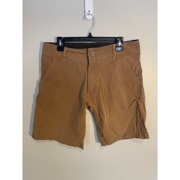 Kuhl Shorts Adult 33 Brown Outdoor Hike Climb Camp Pockets Logo Mens - Picture 1 of 12